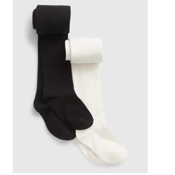 Gap Kids Basic Tights 2Pack White and Black Size M - Picture 1 of 5